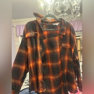 Old Navy Rust and Black Plaid Shirt